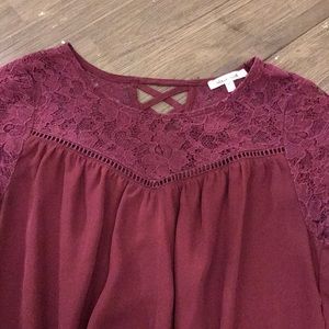 Maroon Blouse with Lace size XS